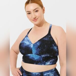Blue and Black Cosmic Sports Bra Full Coverage